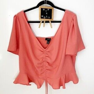 Forever 21 Peplum Cropped Blouse Rose Size 3X